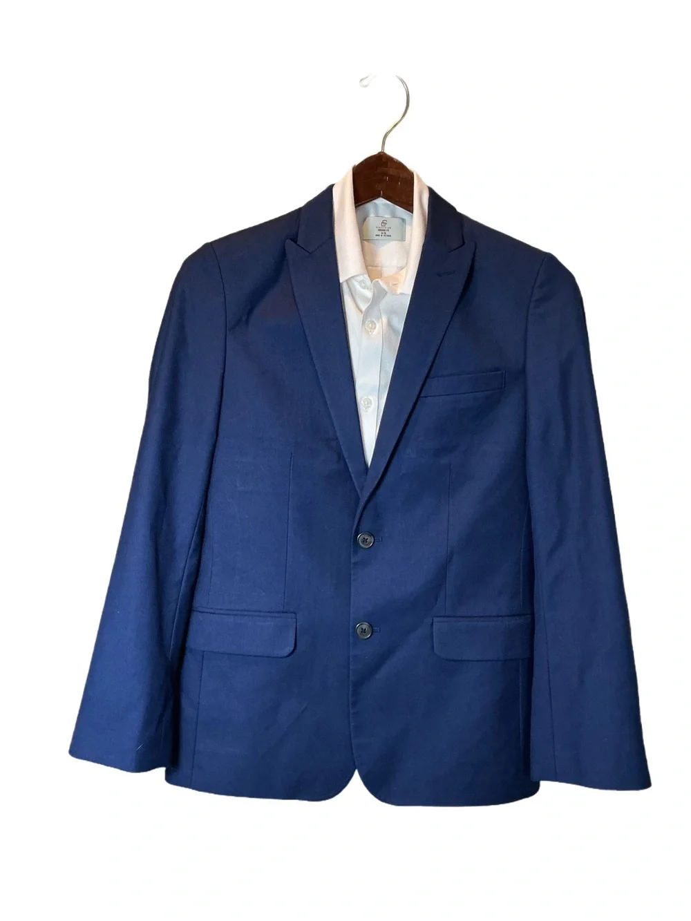Calvin Klein Boys Navy Blue Two-Piece Suit with White Dress Shirt
